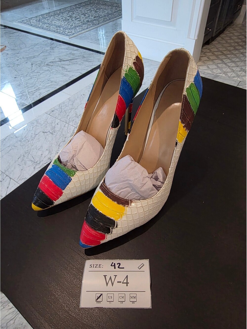 Women's Multicolor Snakeskin Pattern Heels